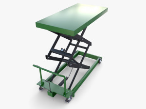Animated Scissor Lift Table Green 3D Model