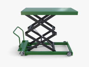 Animated Scissor Lift Table Green 3D Model