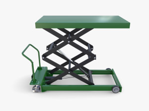 Animated Scissor Lift Table Green 3D Model