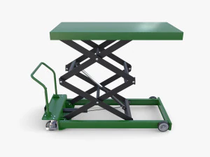 Animated Scissor Lift Table Green 3D Model