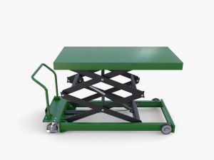 Animated Scissor Lift Table Green 3D Model