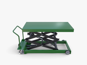 Animated Scissor Lift Table Green 3D Model