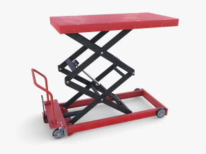 Animated Scissor Lift Table Red 3D Model