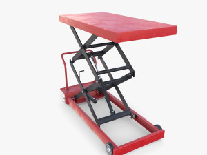 Animated Scissor Lift Table Red 3D Model