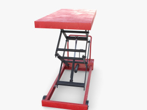 Animated Scissor Lift Table Red 3D Model
