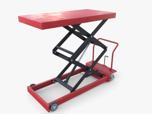 Animated Scissor Lift Table Red 3D Model