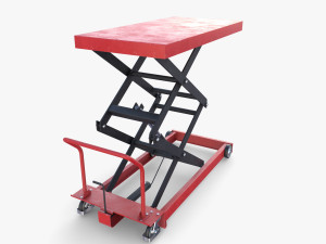 Animated Scissor Lift Table Red 3D Model