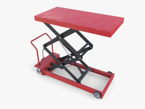 Animated Scissor Lift Table Red 3D Model