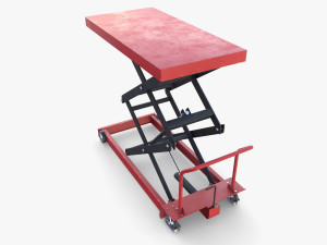 Animated Scissor Lift Table Red 3D Model
