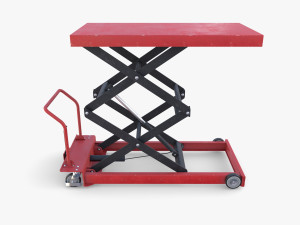 Animated Scissor Lift Table Red 3D Model