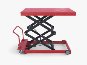 Animated Scissor Lift Table Red 3D Model