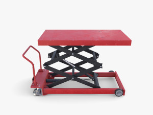Animated Scissor Lift Table Red 3D Model