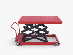 Animated Scissor Lift Table Red 3D Model