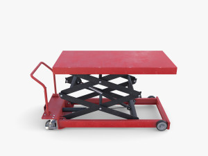 Animated Scissor Lift Table Red 3D Model