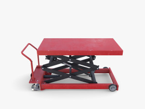 Animated Scissor Lift Table Red 3D Model