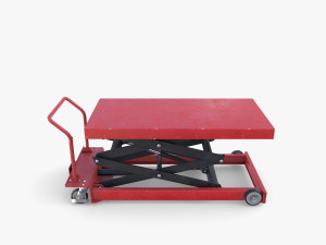 Animated Scissor Lift Table Red 3D Model