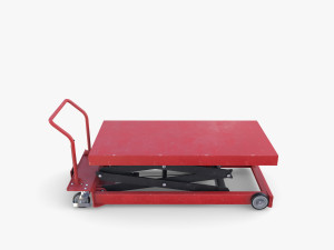 Animated Scissor Lift Table Red 3D Model