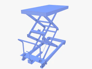 Animated Scissor Lift Table Red 3D Model