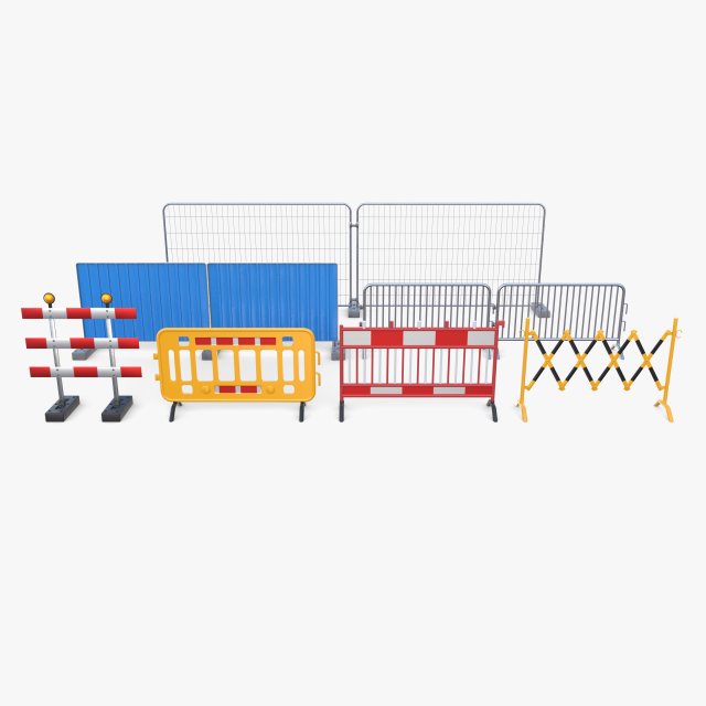 Construction site barrier pack V1 3D Модель .c4d .max .obj .3ds .fbx .stl .blend 