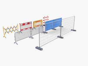 Construction site barrier pack V1 3D Модель