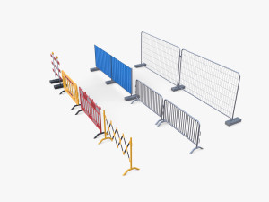 Construction site barrier pack V1 3D Модель