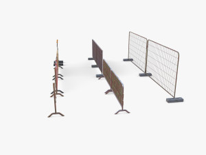 Construction site barrier pack V1 weathered 3D 模型