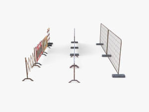 Construction site barrier pack V1 weathered 3D 模型