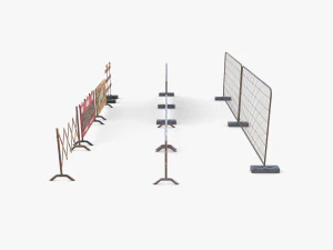 Construction site barrier pack V1 weathered 3D Model