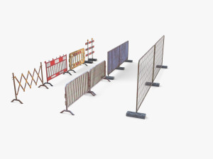 Construction site barrier pack V1 weathered 3D 模型