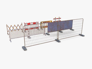 Construction site barrier pack V1 weathered 3D 模型
