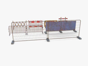 Construction site barrier pack V1 weathered 3D Model