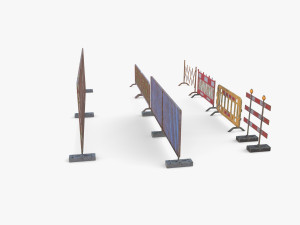 Construction site barrier pack V1 weathered 3D 模型