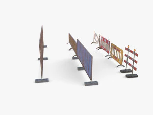Construction site barrier pack V1 weathered 3D Model