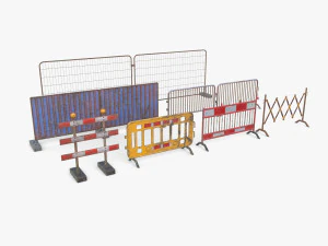 Construction site barrier pack V1 weathered 3D Model