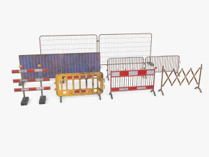 Construction site barrier pack V1 weathered 3D Model