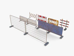 Construction site barrier pack V1 weathered 3D Model