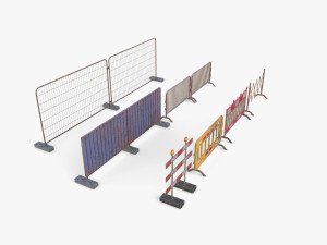 Construction site barrier pack V1 weathered 3D 模型