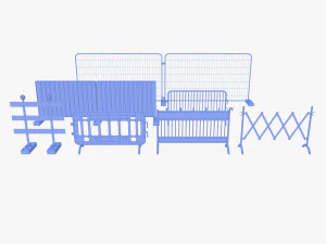 Construction site barrier pack V1 weathered 3D Model