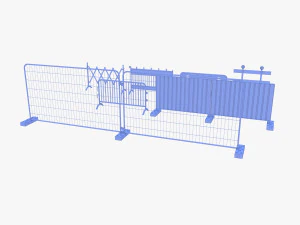 Construction site barrier pack V1 weathered 3D Model