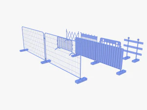 Construction site barrier pack V1 weathered 3D Model