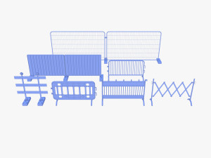 Construction site barrier pack V1 weathered 3D 模型