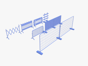 Construction site barrier pack V1 weathered 3D 模型