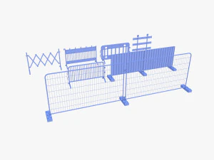 Construction site barrier pack V1 weathered 3D Model