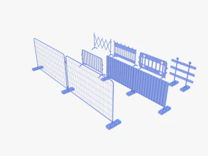 Construction site barrier pack V1 weathered 3D Model