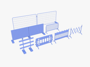 Construction site barrier pack V1 weathered 3D 模型