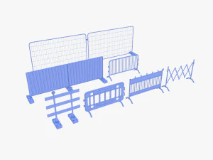 Construction site barrier pack V1 weathered 3D Model
