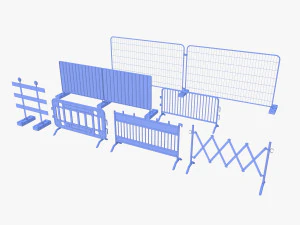 Construction site barrier pack V1 weathered 3D Model
