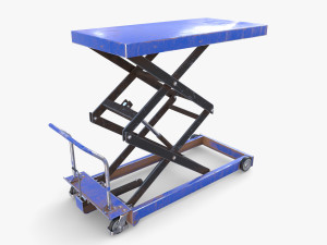 Animated Scissor Lift Table Blue 3D Model