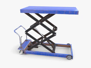 Animated Scissor Lift Table Blue 3D Model