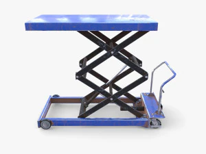 Animated Scissor Lift Table Blue 3D Model